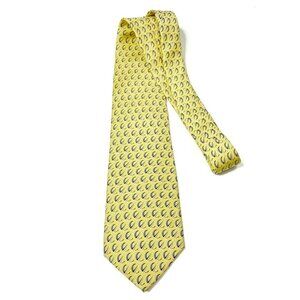 Vineyard Vines | Yellow Blue Patterned Men's Necktie 100% Silk Made in USA